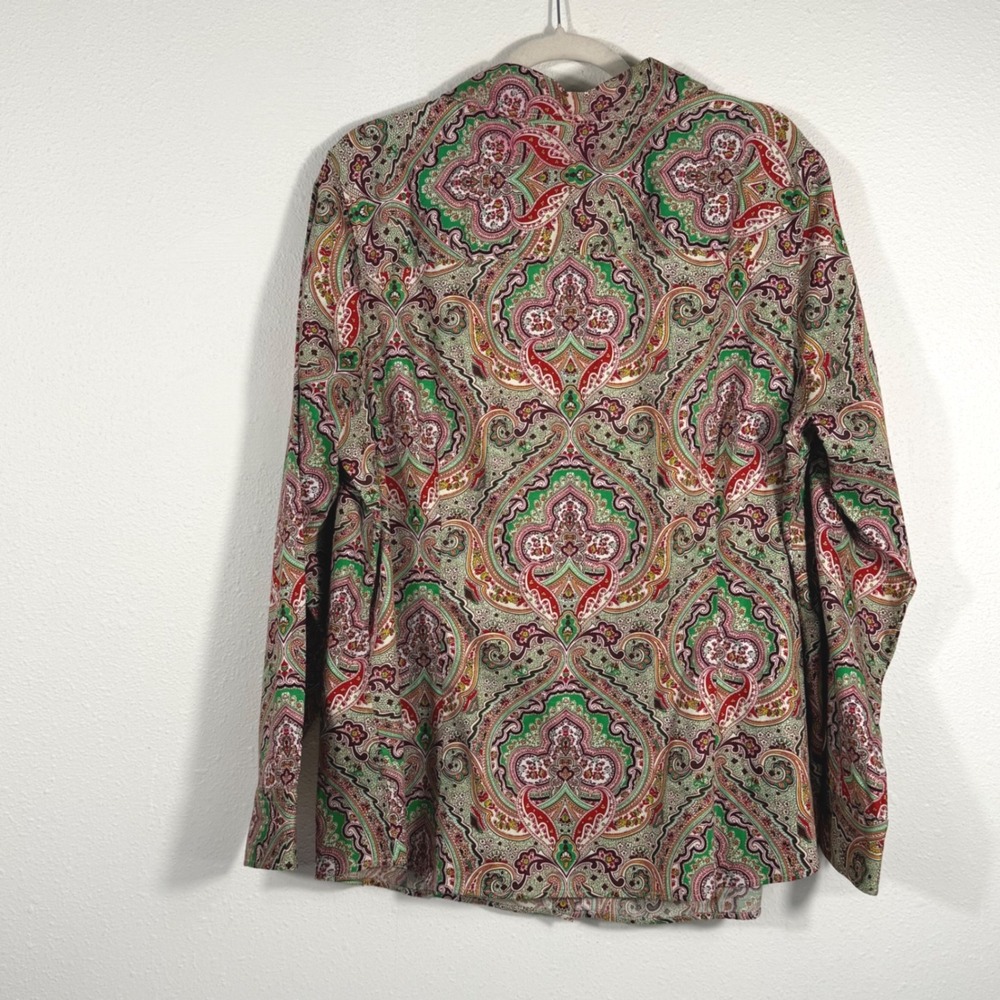 NWOT Talbots 18W Paisley Shirt Green Red Maximalist Boho Grandmillennial Plus - Picture 2 of 10